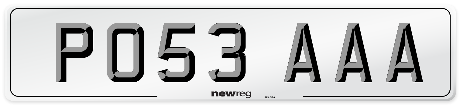 PO53 AAA Number Plate from New Reg